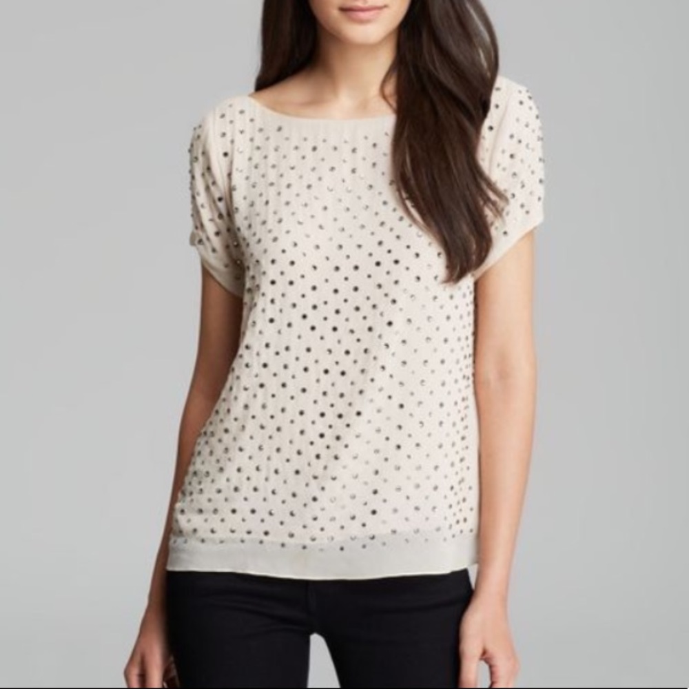 Milly silk rhinestone tee Size 4